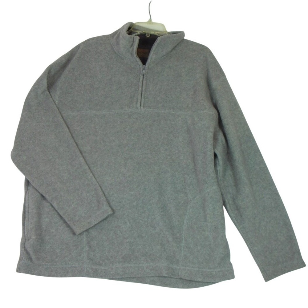 ST. JOHN'S BAY Men's Adirondack Fleece Quarter Zip Pullover Sweater SZ XL Gray